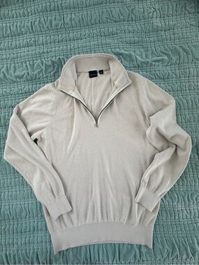 Men's Dunning’s Golf Half-Zip Sweater in Light Beige Cashmere Med